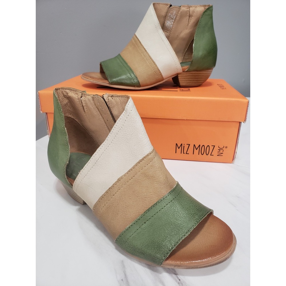 WIDE WIDTH - EU 39 Miz Mooz Wide Width Leather Heeled Sandals Celeste US 8.5 - 9